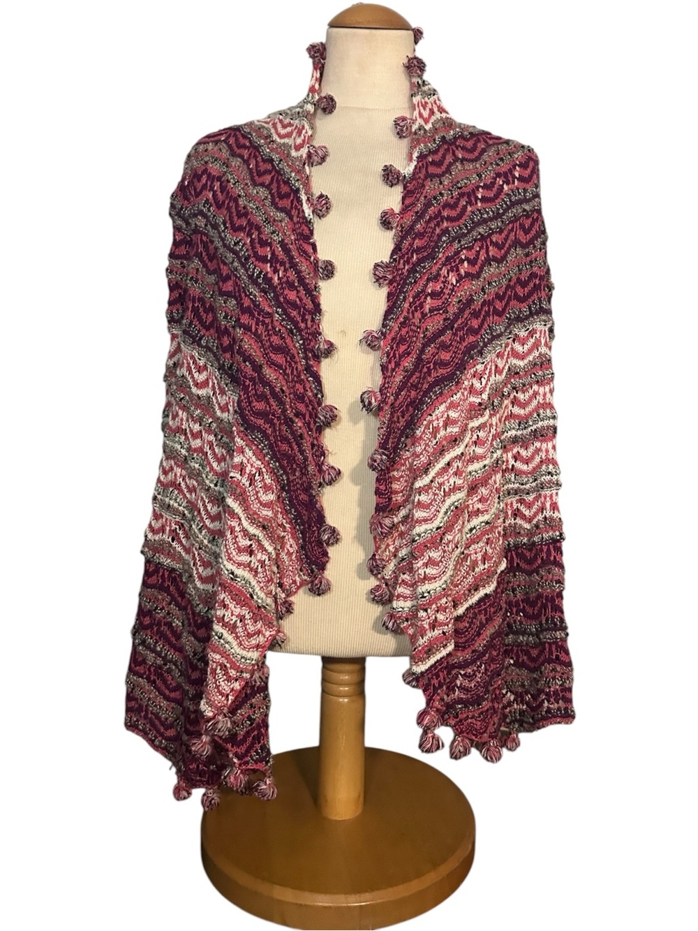 Moth Anthropologie Crochet Open Front Cardigan Pink Red Size M